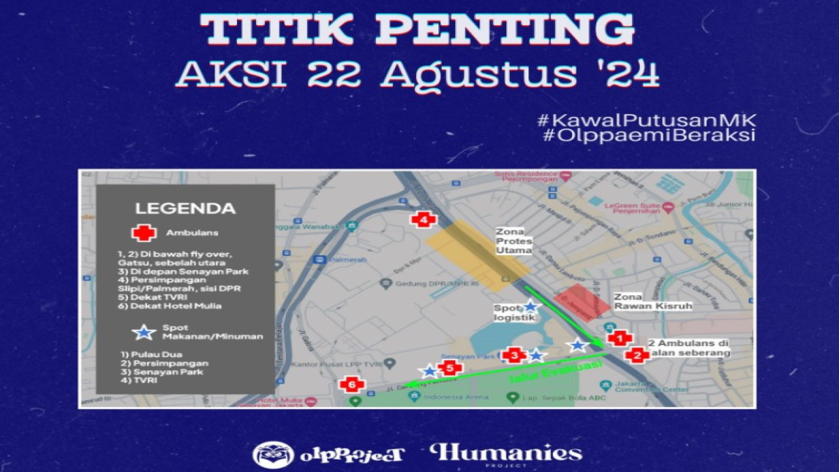 Berikut Informasi Titik Logistik dan Medis untuk Aksi Massa 22 Agustus 2024