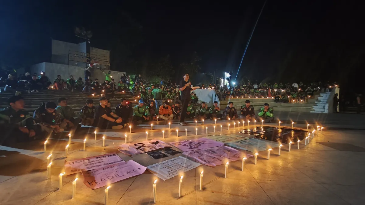 Aksi Ojol Subang Raya Gelar 1000 Lilin dan Berjuta Doa, Tuntut Keadilan Secara Damai