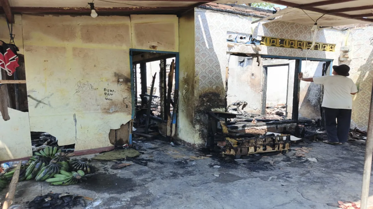 Ditinggal Jual Pisang ke Pasar Rebo, Rumah Kakek Andeh di Margasari Ludes Terbakar