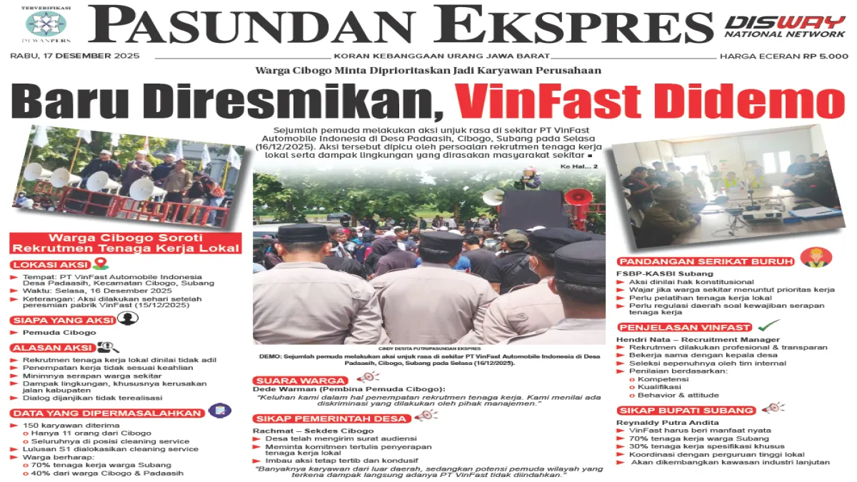 Warga Cibogo Demo VinFast, Soroti Rekrutmen Tenaga Kerja