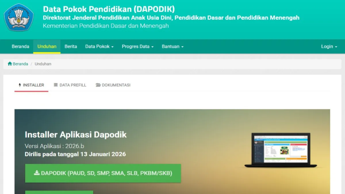 Cara Download dan Install Aplikasi Dapodik 2026.b Resmi Kemendikdasmen