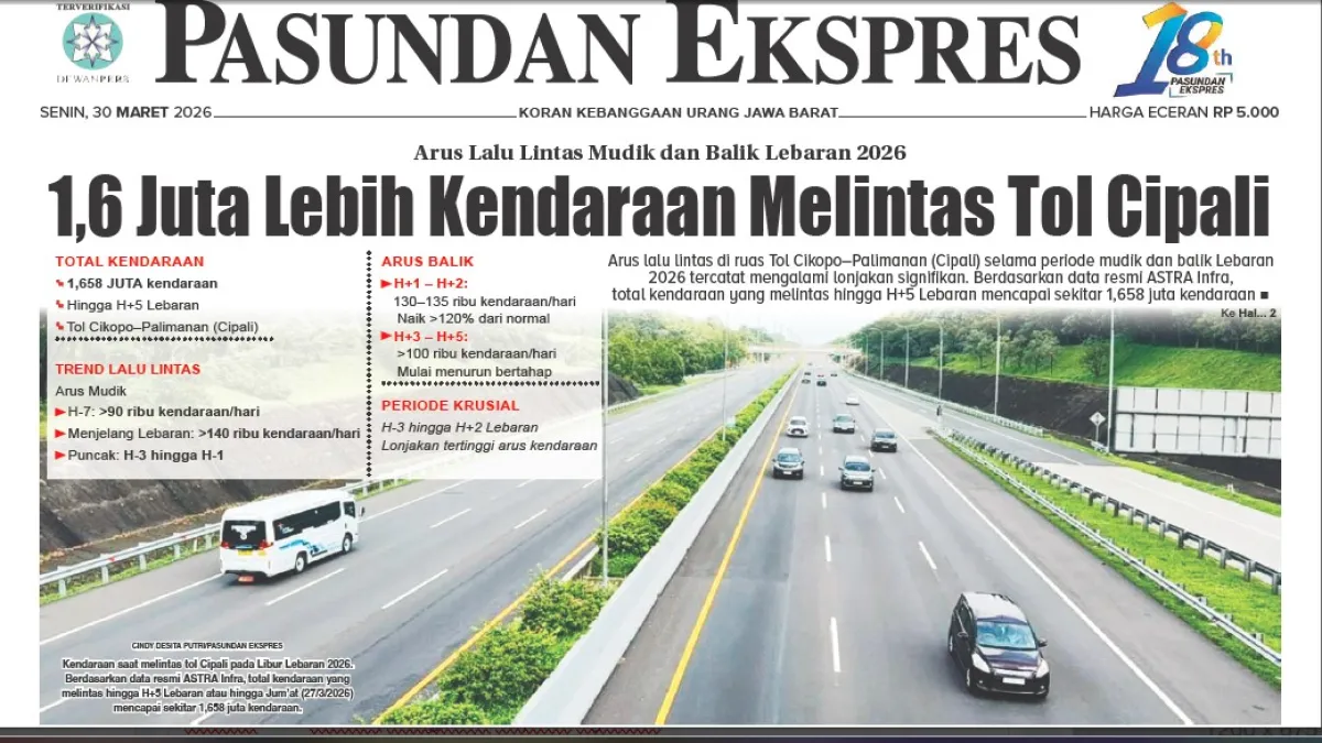 1,6 Juta Lebih Kendaraan Melintas Tol Cipali Saat Arus Lalu Lintas Mudik dan Balik Lebaran 2026