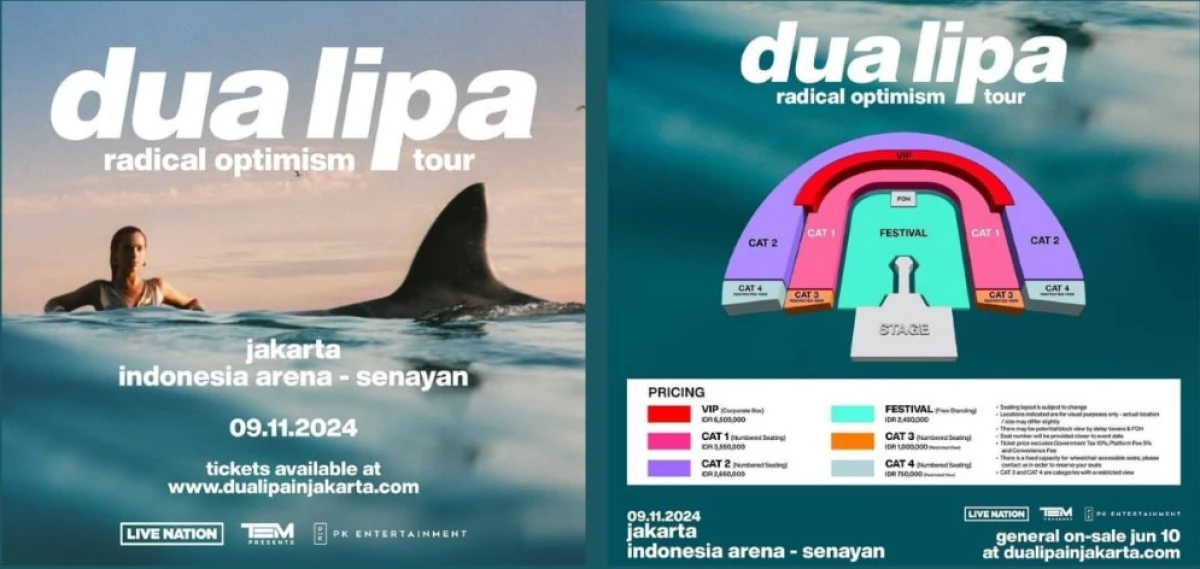Berikut Harga Tiket Konser Dua Lipa "Radical Optimism Asia Tour 2024" di Indonesia, Paling Murah Rp750 Ribu