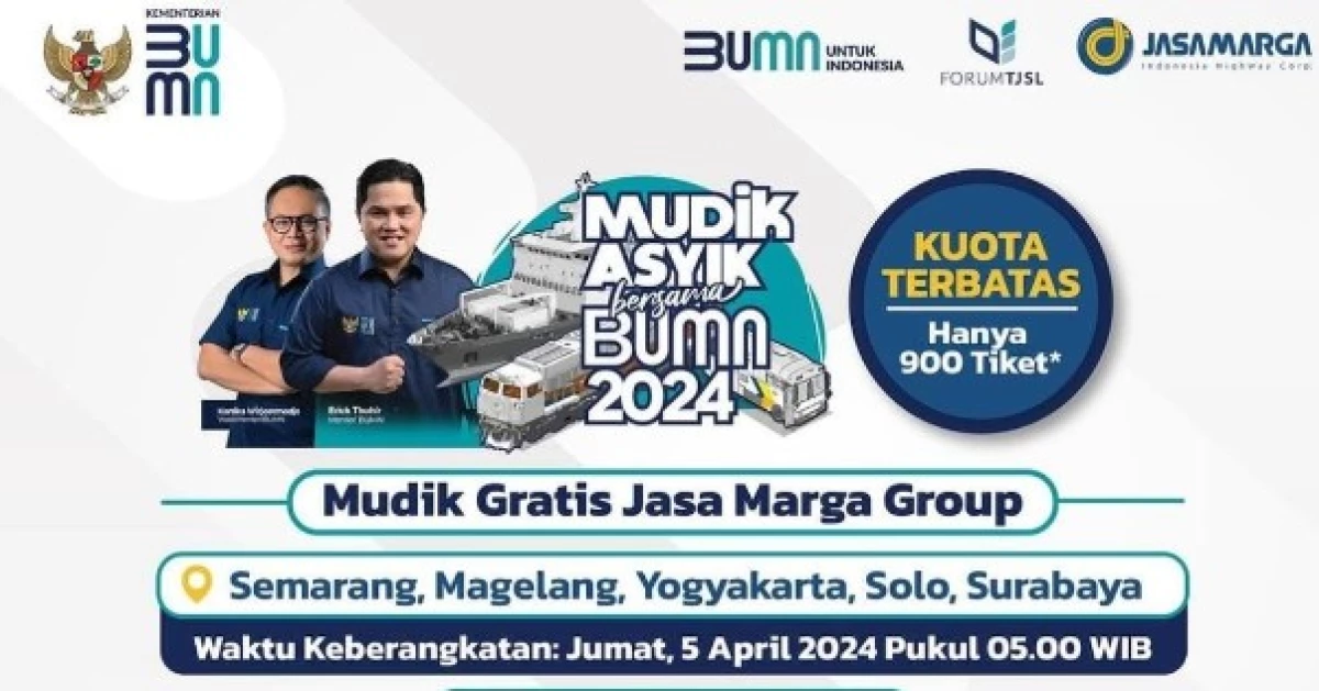 Dibuka Hari Ini! Simak Syarat dan Ketentuan Mudik Gratis PT Jasa Marga Terupdate di Sini