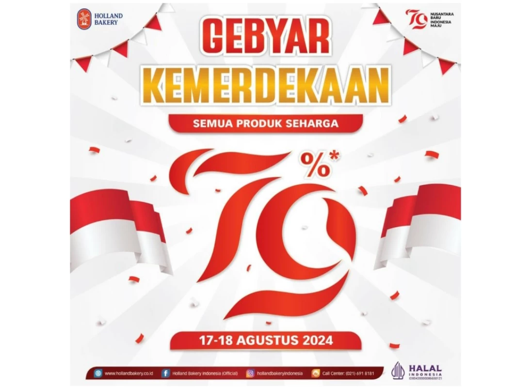 Promo Makanan Spesial HUT RI  ke-79 Area Subang, Jawa Barat: Ada Hokben sampai Holland Bakery!