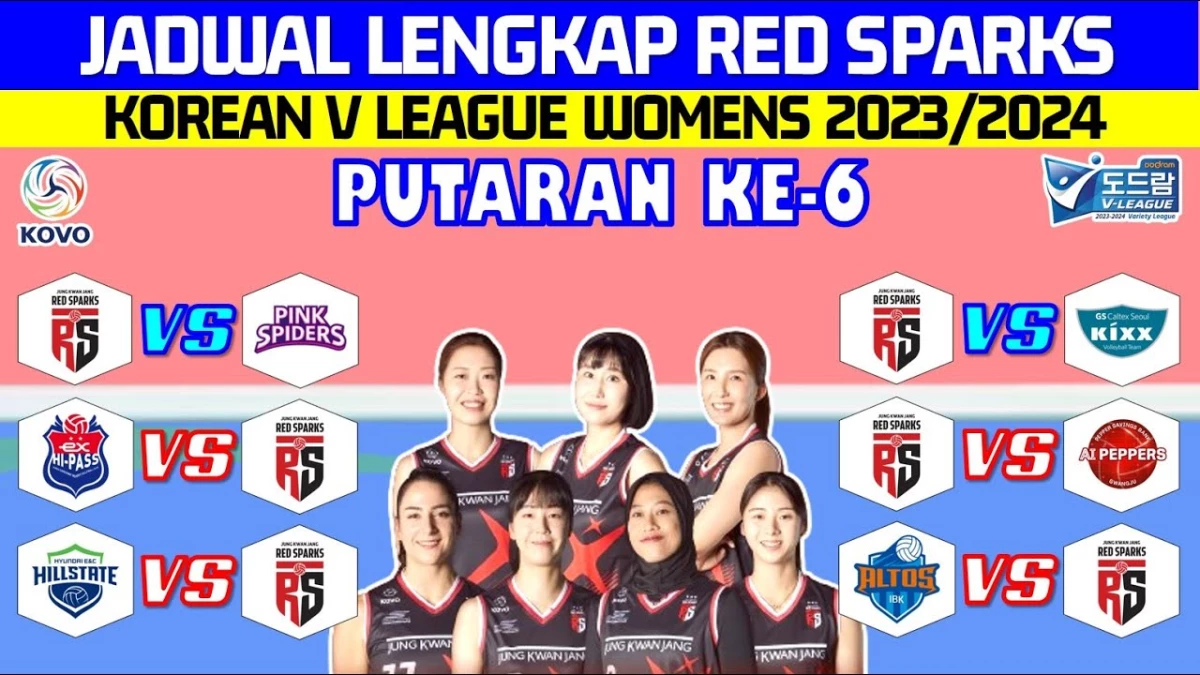 Jadwal Pertandingan Daejeon Red Sparks di Putaran Ke 6 Hingga Babak Playoff Liga Voli Korea 2023/2024