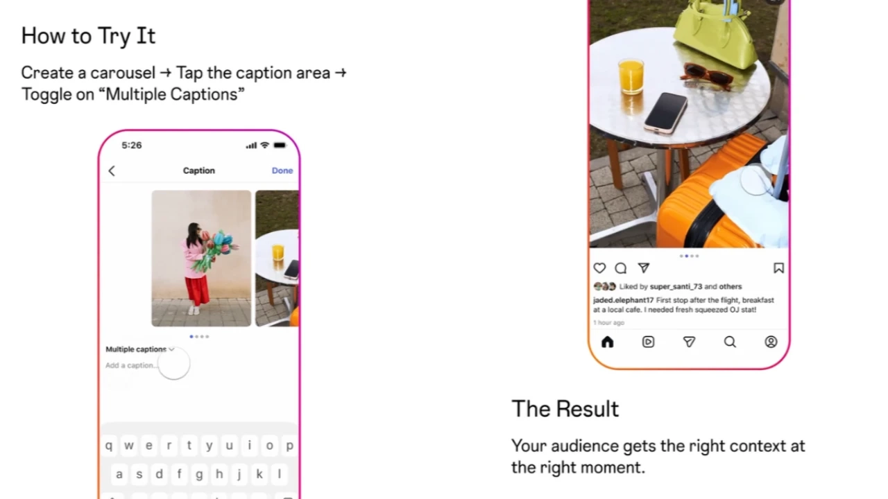 Fitur Caption Carousel Instagram: Caption Berbeda di Slide
