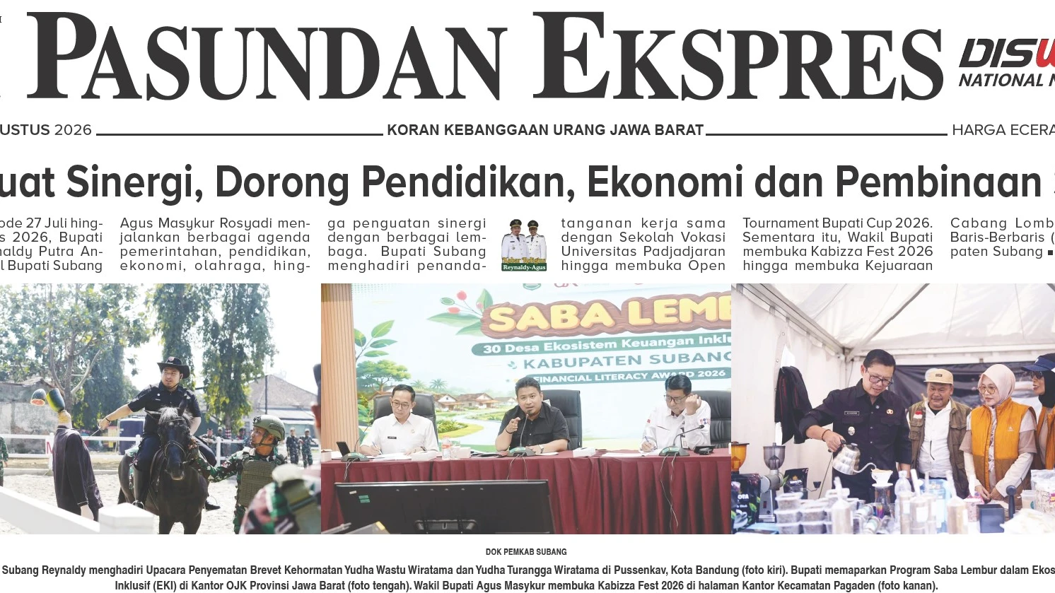Bupati dan Wakil Bupati Subang Perkuat Sinergi, Dorong Pendidikan, Ekonomi, dan Pembinaan SDM