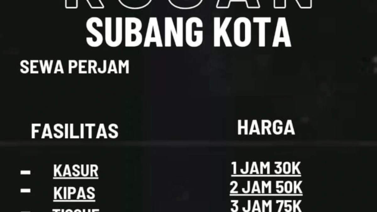 Praktis dan Hemat! Cek Tarif Terbaru Kosan Murah Perjam di Soklat Subang Mulai Rp30 Ribuan