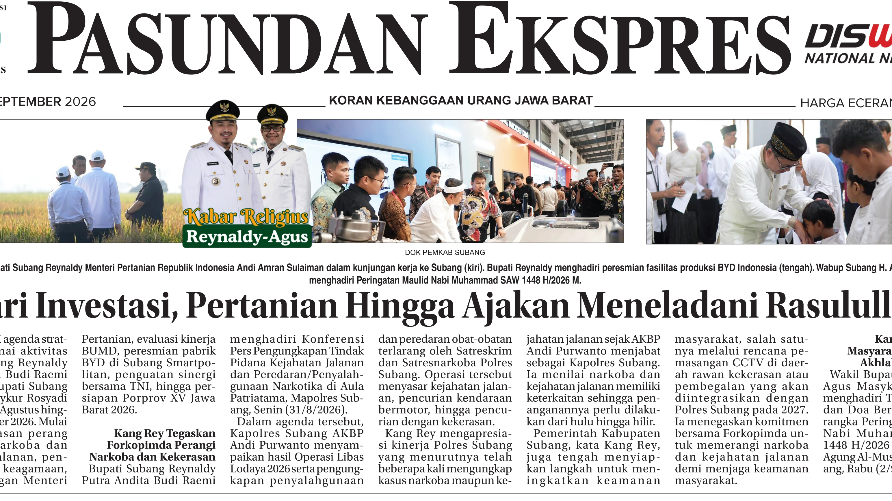 Sepekan Kang Rey dan Kang Akur: Dari Perangi Narkoba di Subang hingga Porprov dan Investasi