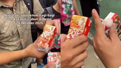 Viral Tehbotol Isi Sabun di Tengah Aksi Demo 28 Oktober, Ini Klarifikasi PT Sinar Sosro
