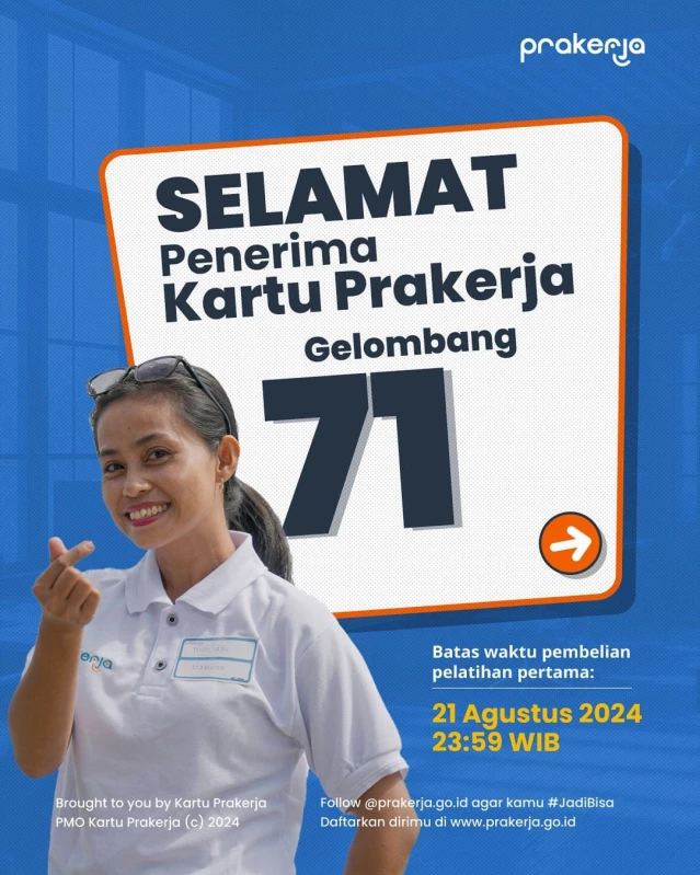 Kartu Prakerja Gelombang 71 Dibuka, Ini Syarat dan Cara Daftarnya Mudah Loh