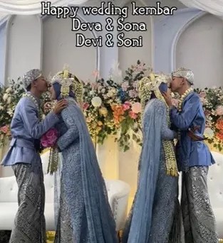 Viral! Dua Pasangan Saudara Kembar Menikah Barengan di Bandung
