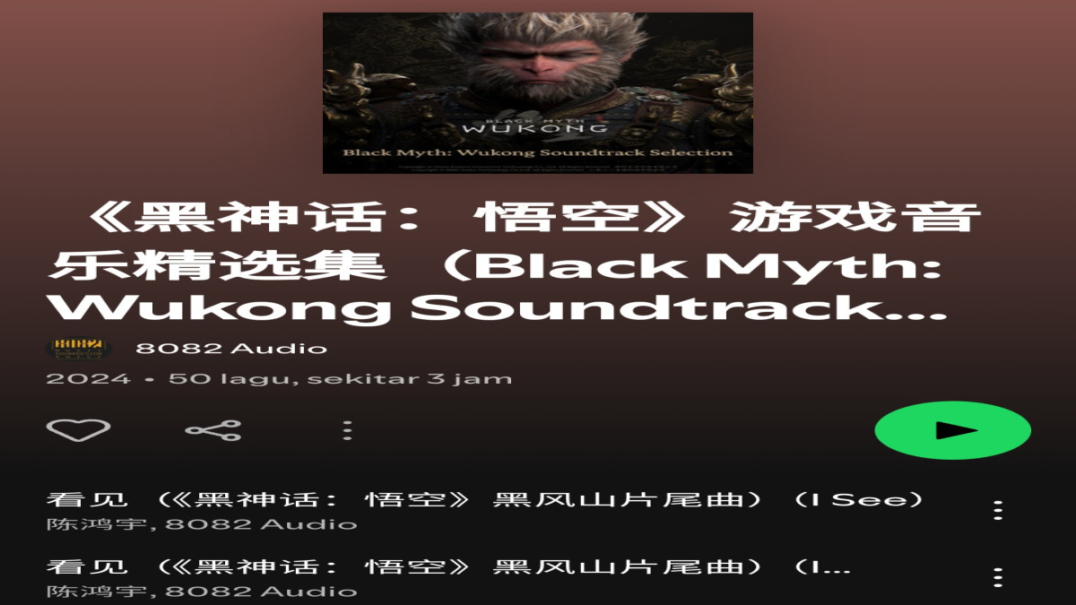 OST Black Myth: Wukong Kini Tersedia di Spotify!