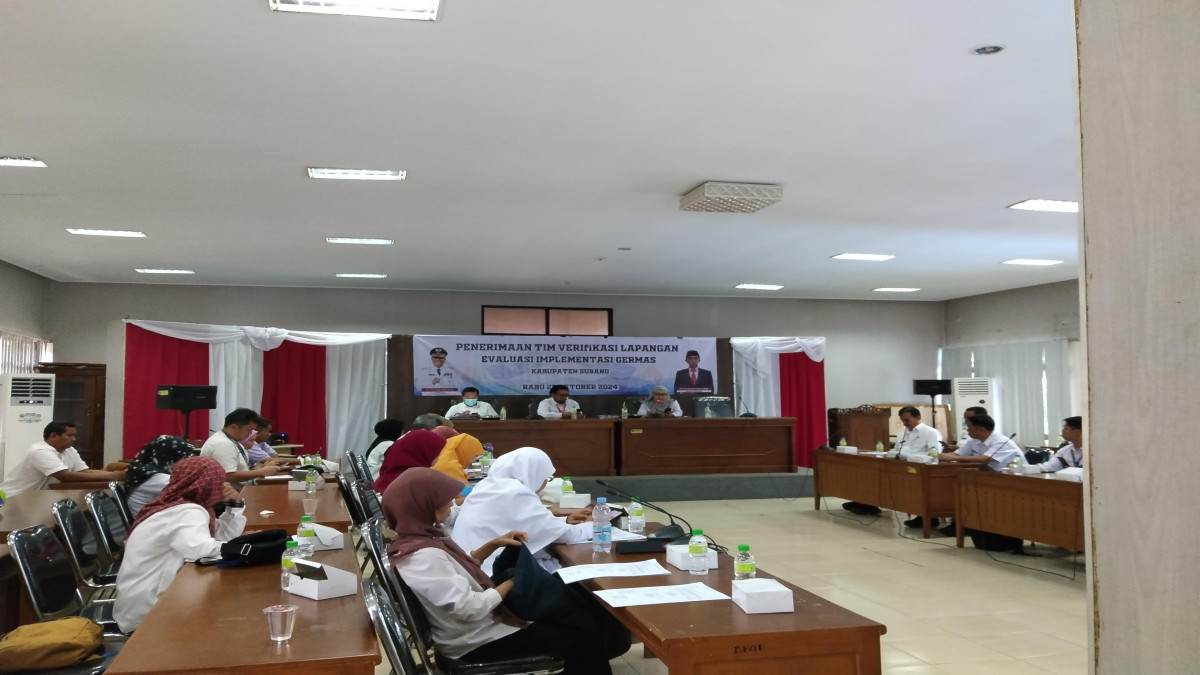 Pemerintah Kabupaten (Pemkab) Subang menerima tim verifikasi dan validasi Gerakan Masyarakat Hidup Sehat (GERMAS) dari Pemerintah Provinsi Jawa Barat pada Rabu (23/10) di Aula BP4D.