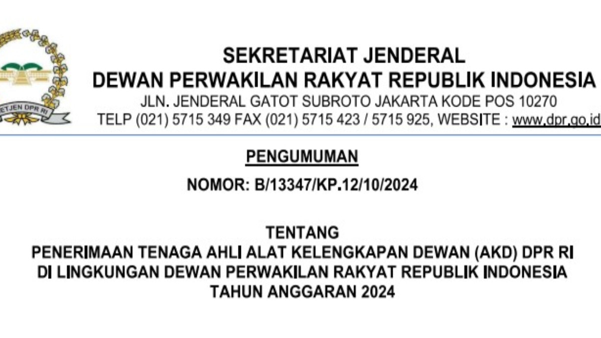 DPR RI Buka Lowongan Kerja Besar-besaran untuk Tenaga Ahli, Ada 205 Formasi!