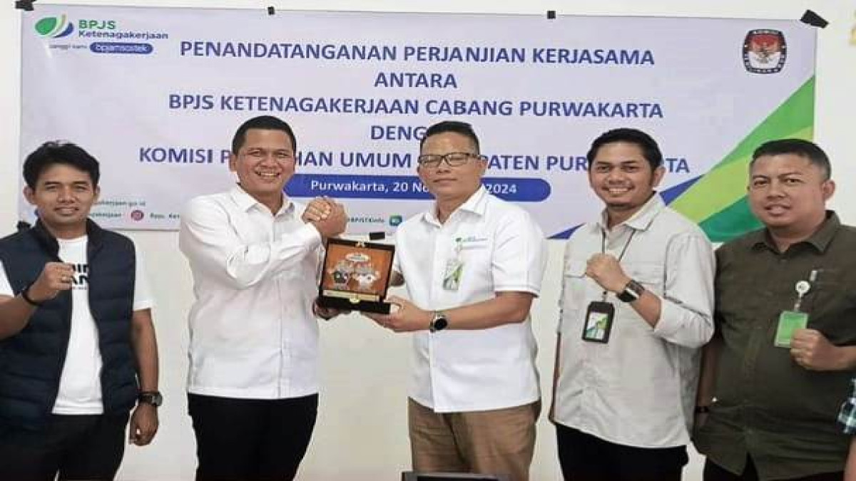 BPJamsostek Purwakarta Lindungi 14.456 Penyelenggara Pilkada, Tandatangani Perjanjian Kerjasama dengan KPU