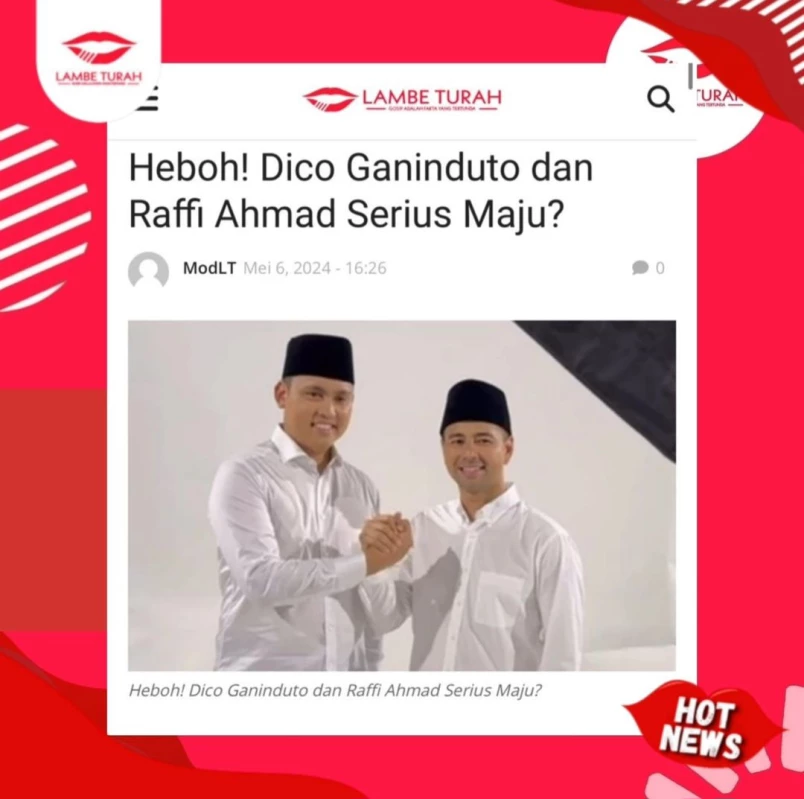 Heboh di Media Sosial! Dico Ganinduto dan Raffi Ahmad Maju di Pilgub Jateng? (Sumber Foto Akun Instagram @Lambe_Turah)