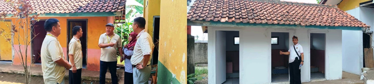 Kondisi toilet SDN Budikarya sebelum dan sesudah direnovasi.