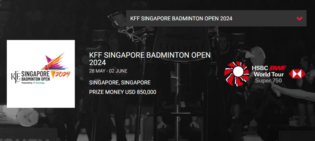 Singapore Open 2024. (Sumber Gambar: Screenshot via Laman Resmi BWF)