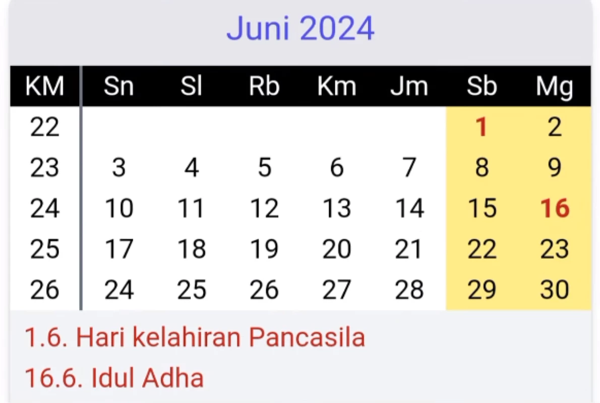 Ada Berapa Tanggal Merah Juni 2024 Selain Idul Adha?