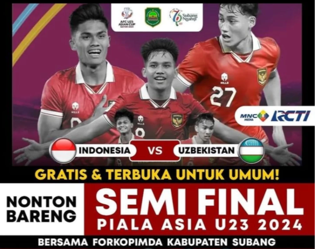 Nobar Timnas Indonesia U-23 vs Uzbekistan U-23 di Kota Subang(prokompim.subang)