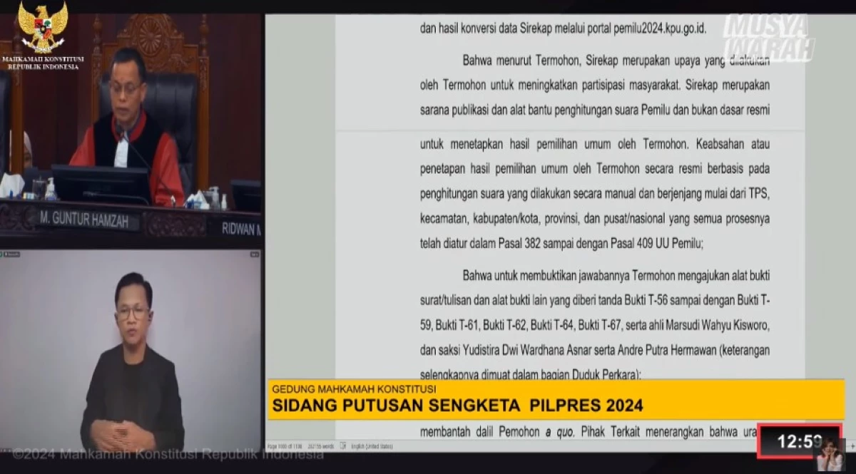 Hasil Sidang Sengketa Pilpres 2024. (Sumber Gambar: Screenshot via YouTube Najwa Shihab)