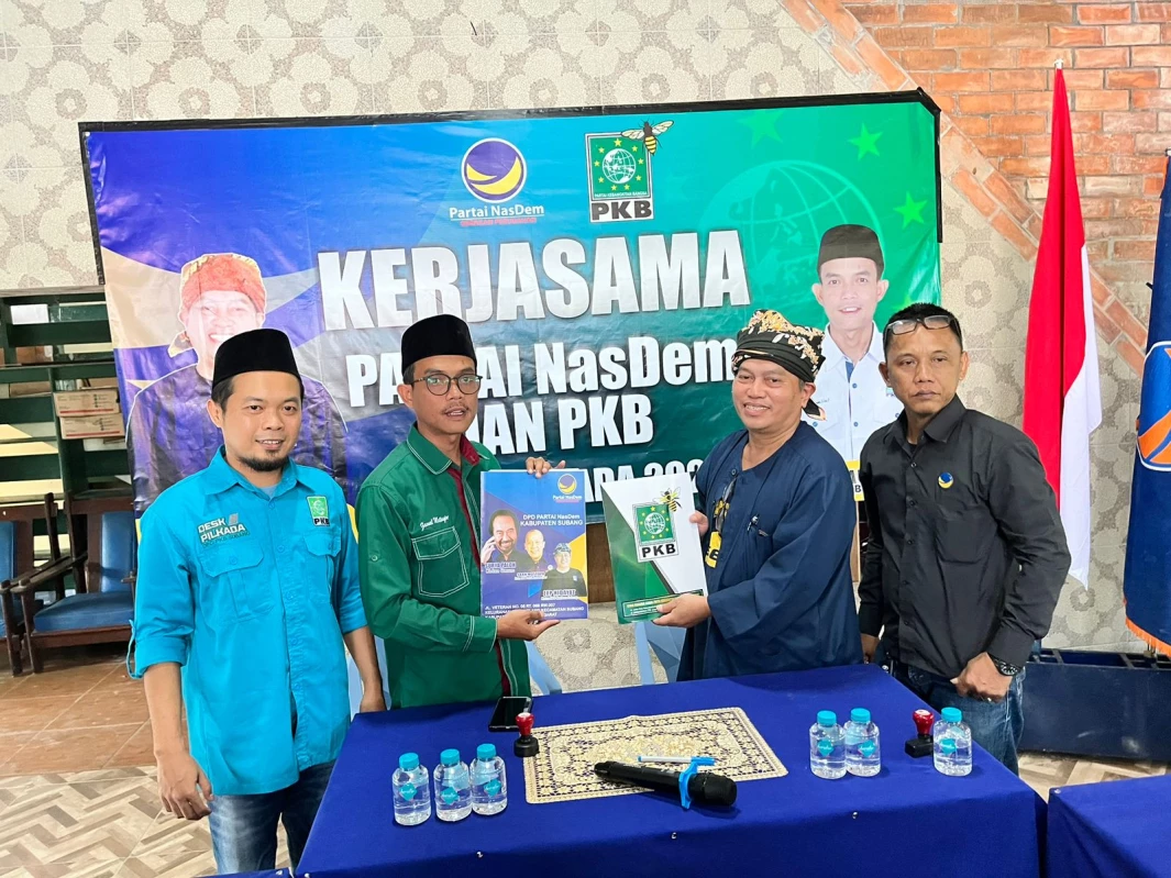 Dewan Pimpinan Cabang (DPC) Partai NasDem dan Partai Kebangkitan Bangsa (PKB) Kabupaten Subang secara resmi mendeklarasikan kerjasama politik untuk pelaksanaan Pemilihan Kepala Daerah (Pilkada), Rabu (5/6).