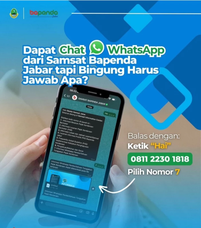 Bingung Membalas Pesan WhatsApp dari Samsat Bapenda Jabar? Ini Solusinya.