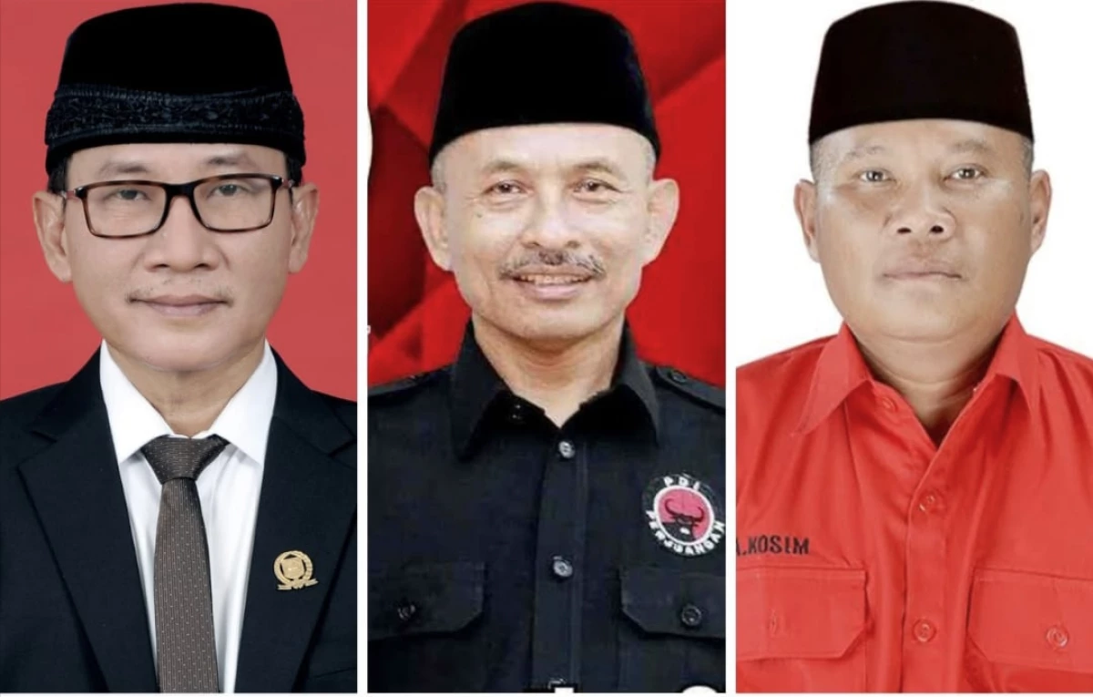 Narca Sukanda, H Ating Rusnatim, dan H Kosim (foro dari kiri ke kanan). Mereka sudah mendaftar bakal calon bupati Subang dari PDIP.