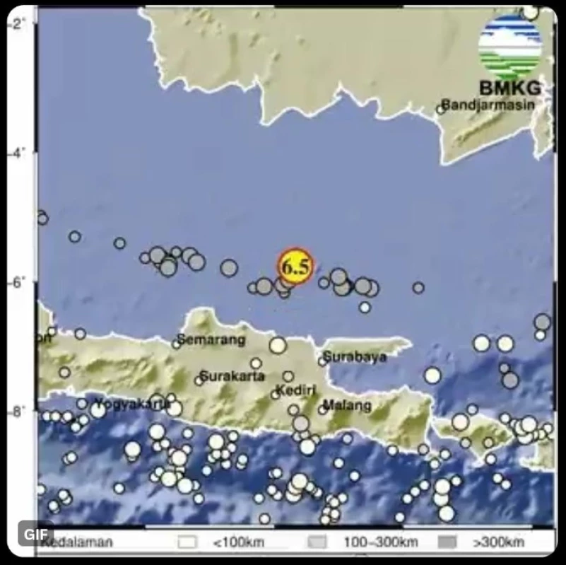 Gempa Bumi Mengguncang Tuban. (Sumber Foto: Screenshot via akun X @infoBMKG)