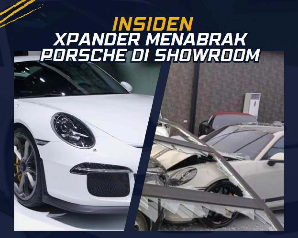 Insiden Xpander Menabrak Porsche di Showroom