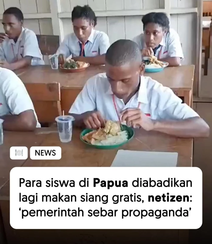 Mirisnya Nitizen Sebut Makan Siang Gratis Siswa di Papua Sebuah Kebohongan (Sumber Foto IG @Unexpld)