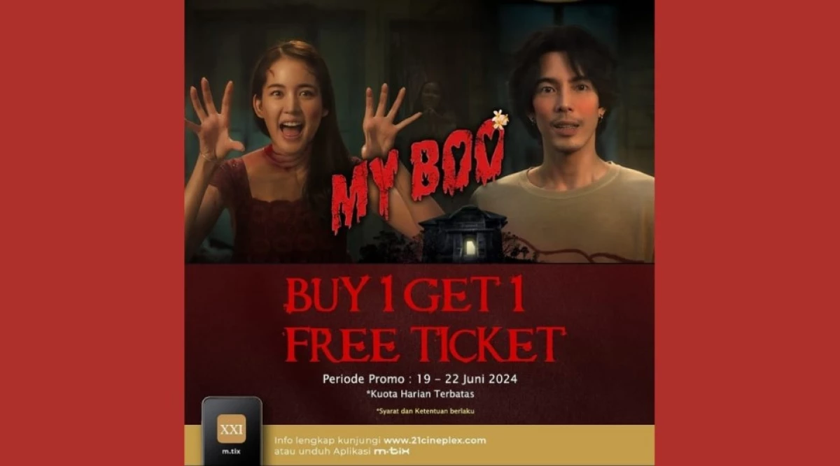 Buy 1 Get 1 Tiket Film "My Boo" di Cinema XXI. (Edited Image by Pasundan Ekspres/Canva/Screenshot via Instagram @cinema.21)