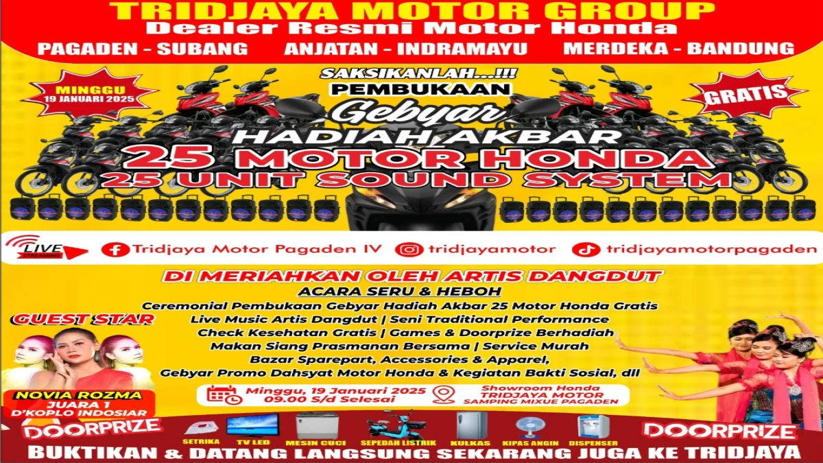 Tridjaya Motor Akan Gelar Gebyar Undian Akbar ke-25, Hadirkan Hiburan Seru dan Hadiah Menarik