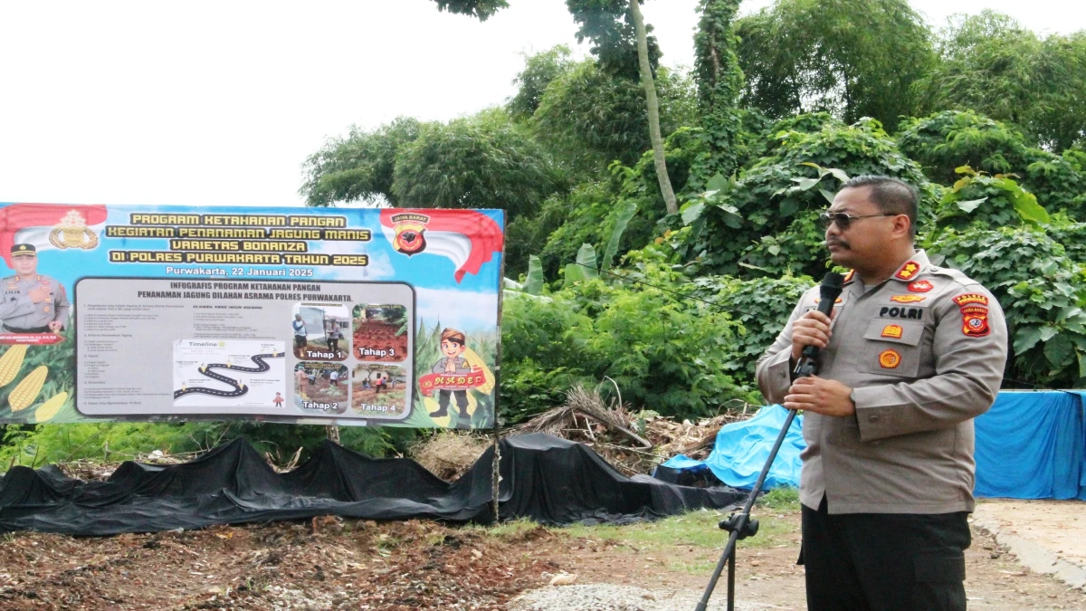 Dukung Ketahanan Pangan, Polres Purwakarta Tanam Jagung di Area Aspol