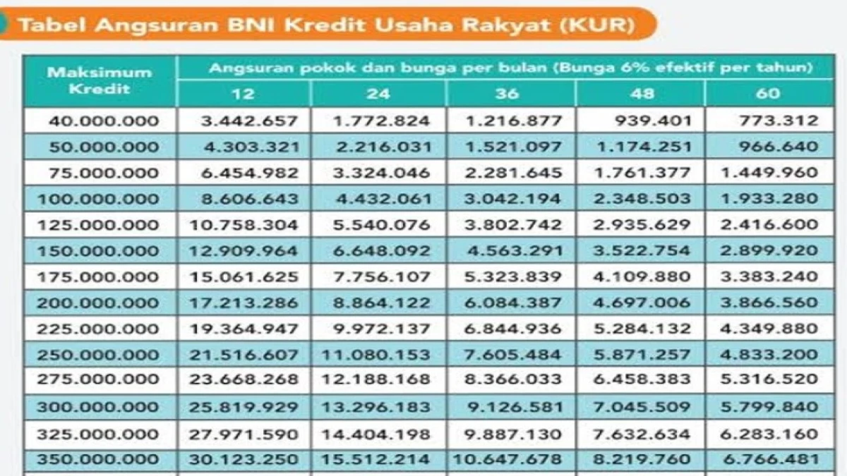 KUR BNI 2025: Tabel Angsuran, Syarat, dan Cara Pengajuan