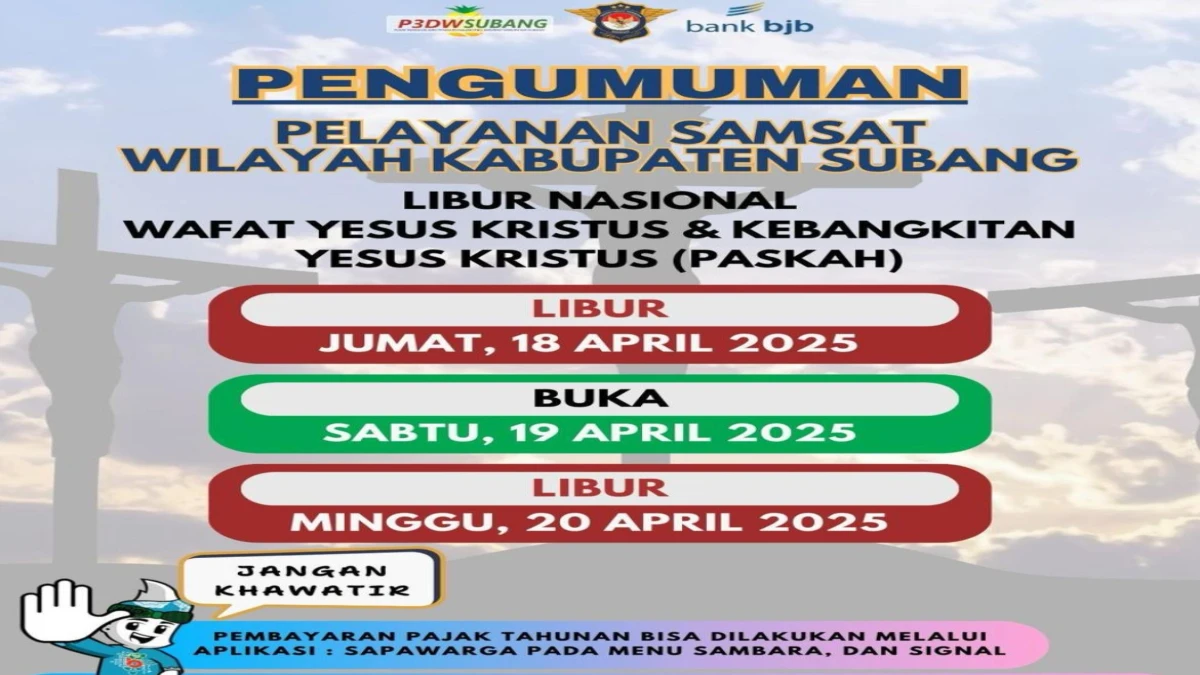 Layanan Samsat Subang Tutup pada 18 dan 20 April 2025, Tetap Buka di Tanggal 19 April