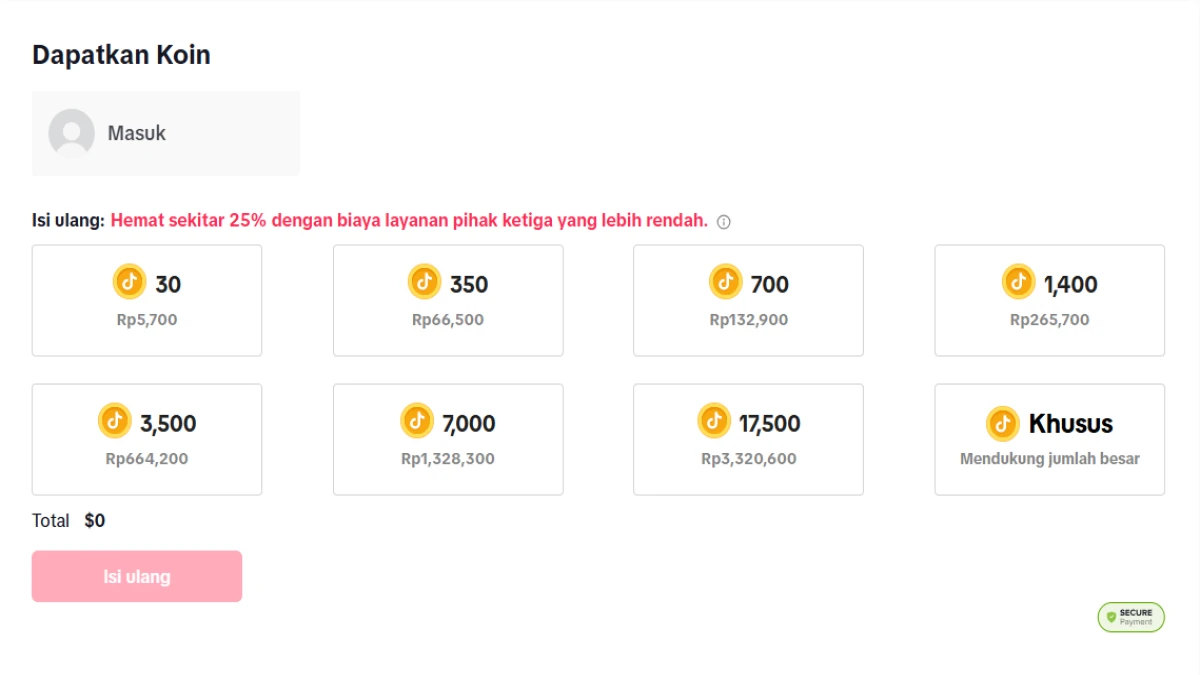 Cara Beli Koin TikTok untuk Kirim Gift, Cek Harga Terbaru 2025