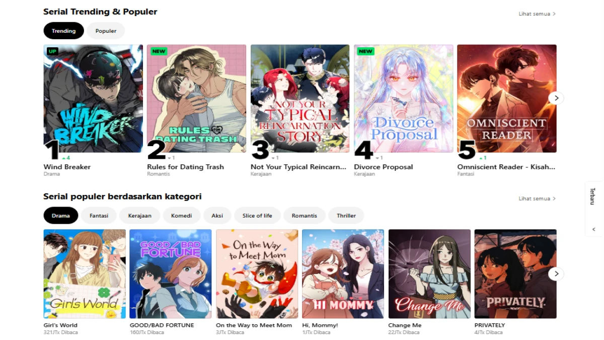 7 Rekomendasi Aplikasi Baca Manhwa Gratis yang Wajib Dicoba Pecinta Komik Korea