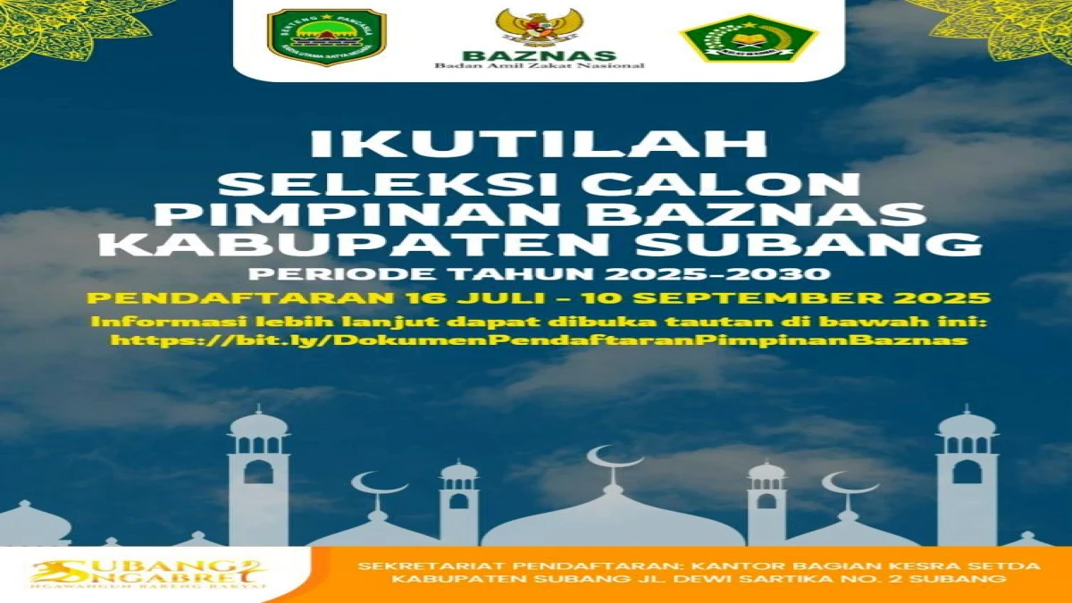 BAZNAS Subang Buka Pendaftaran Calon Pimpinan Periode 2025–2030