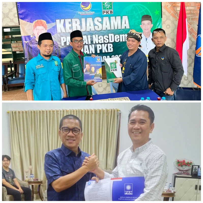 Foto atas: NasDem dan  PKB Subang jalin koalisi di Pilkada. Foto bawah: ARD terima rekomendasi nyalon bupati dari PAN.