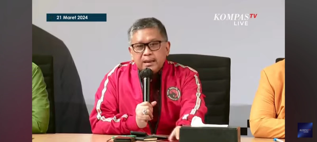 Sekjen PDIP Hasto Kristiyanto Sebut Adanya Polemik Penggelembungan Suara 02 (Sumber Foto Youtube Kompas)