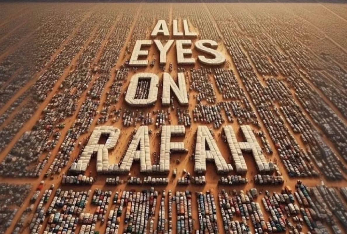 Seruan All Eyes On Rafah. (Sumber Gambar: Any Sources)